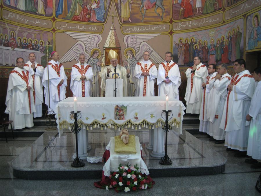 Eucaristia a la parròquia llatina de Gaza presideix el Nunci Mons. Antonio Franco, assiteix l'Arquebisbe d'Urgell Mons. Joan-Enric Vives